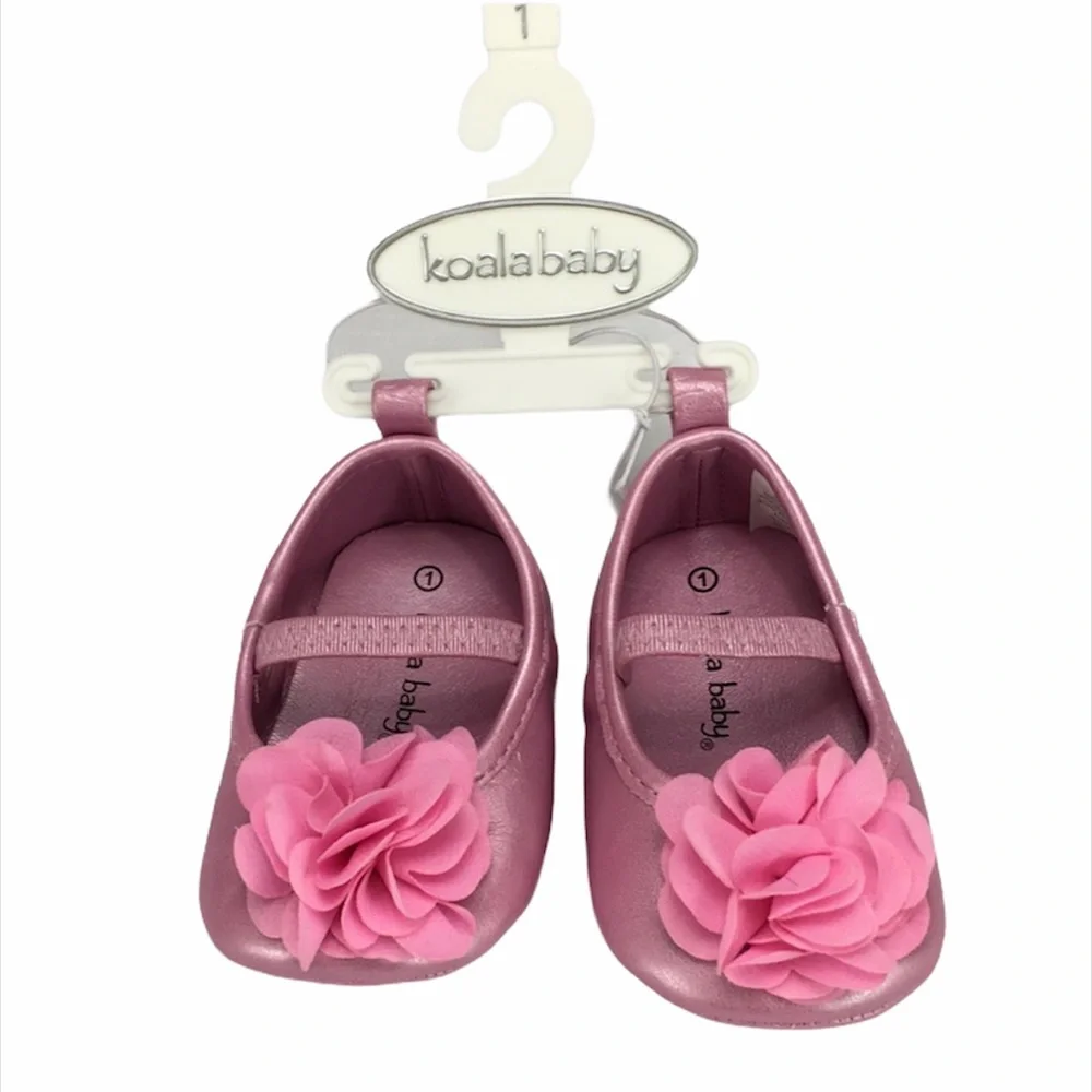 Koala Baby Shoes with a Flower, Pink, Size Baby 1